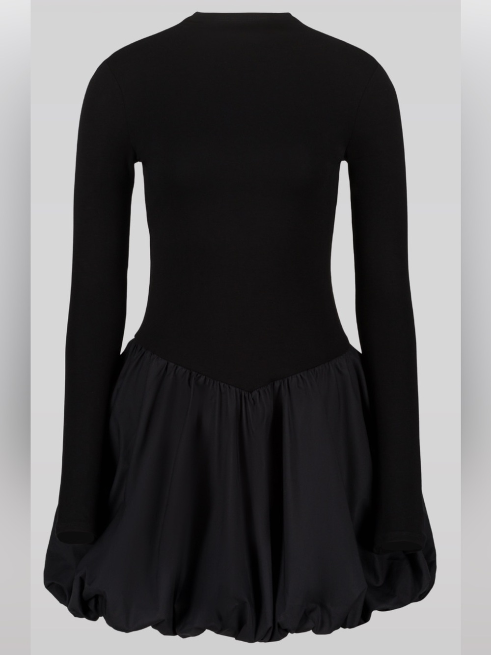 Nordstrom Saemdi size S Black Long-Sleeve Fit-and-Flare Dress with Bubble Skirt